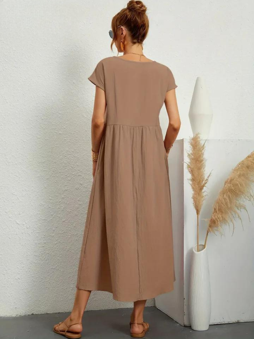 Maelis | Vestido de Algodón y Lino con Bolsillos para Mujer