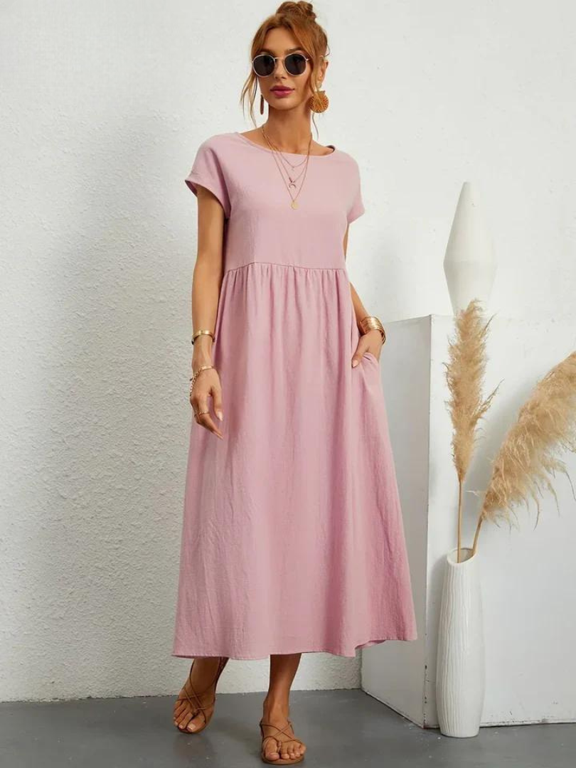 Maelis | Vestido de Algodón y Lino con Bolsillos para Mujer