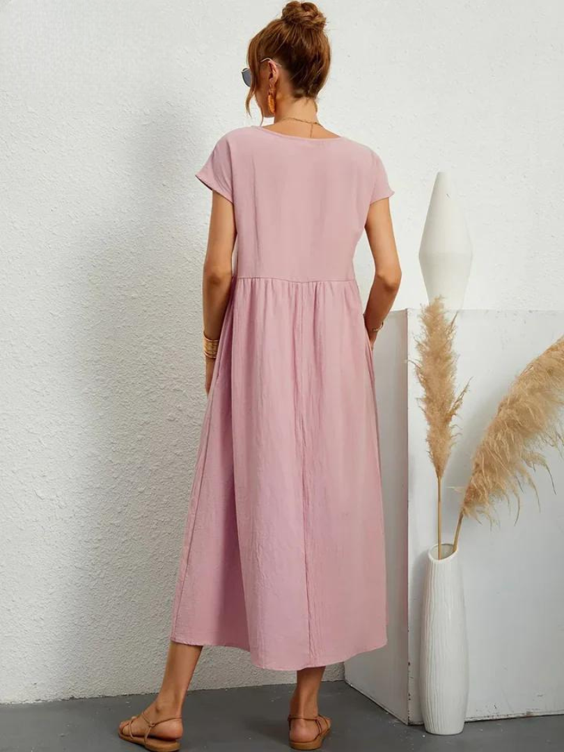 Maelis | Vestido de Algodón y Lino con Bolsillos para Mujer