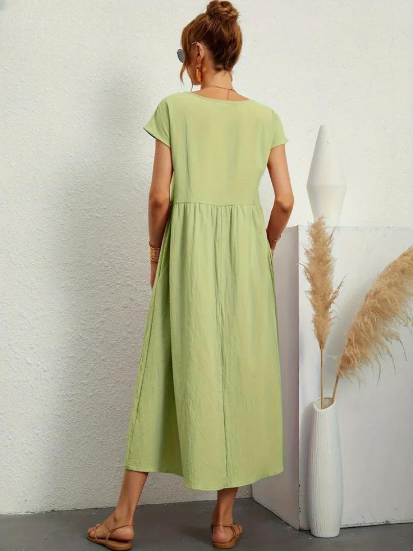 Maelis | Vestido de Algodón y Lino con Bolsillos para Mujer