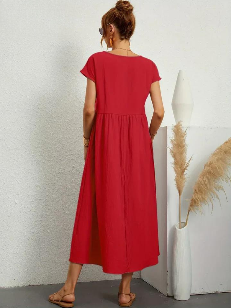 Maelis | Vestido de Algodón y Lino con Bolsillos para Mujer