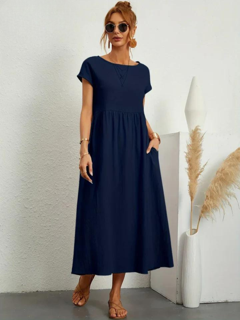 Maelis | Vestido de Algodón y Lino con Bolsillos para Mujer