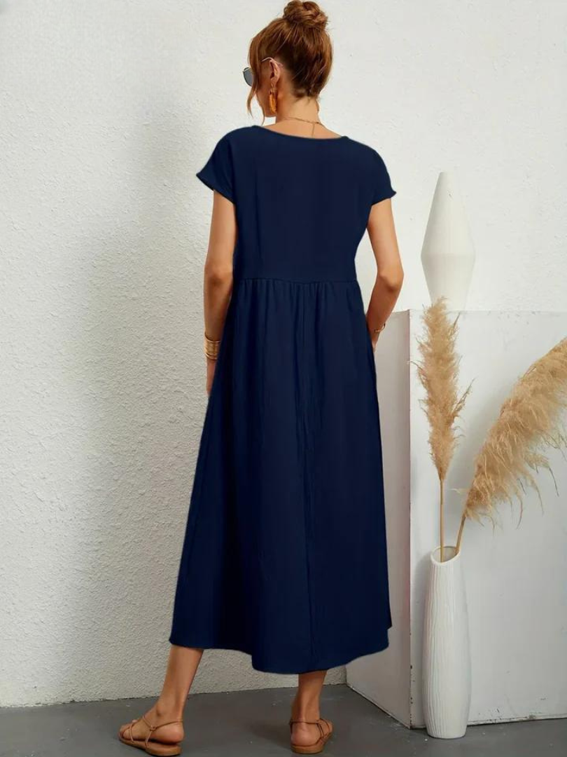 Maelis | Vestido de Algodón y Lino con Bolsillos para Mujer