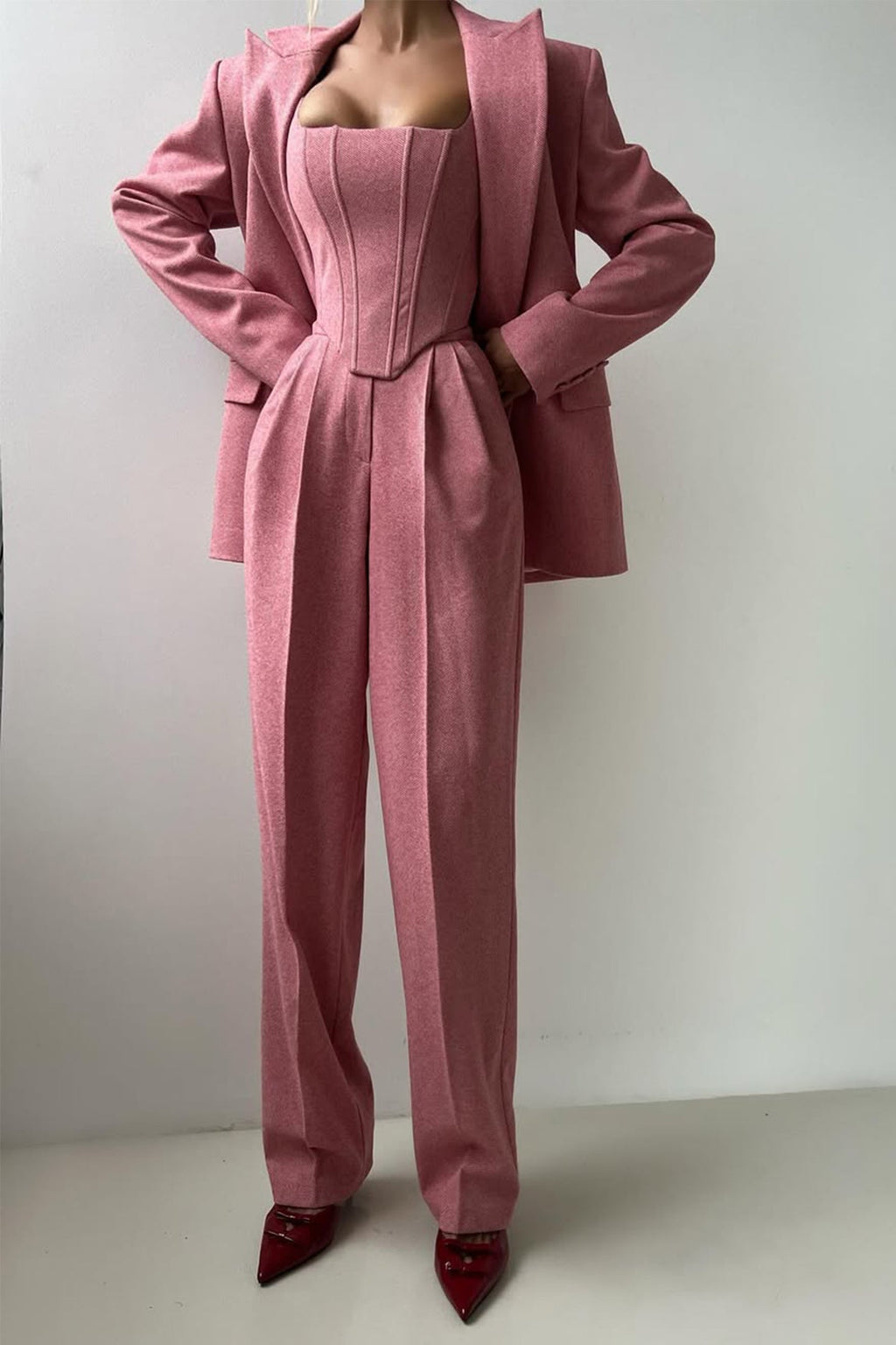 Dolce | Conjunto de tres piezas con blazer cruzado