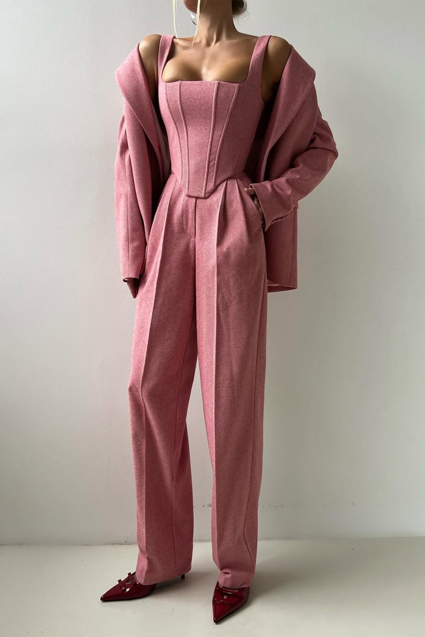 Dolce | Conjunto de tres piezas con blazer cruzado