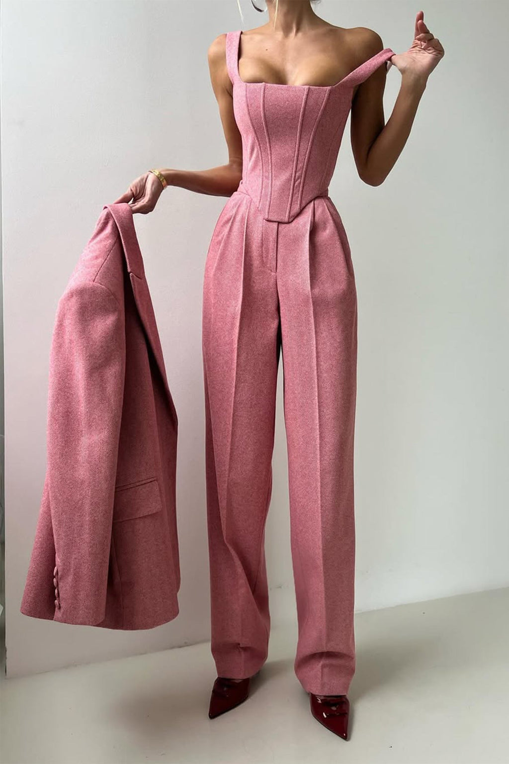Dolce | Conjunto de tres piezas con blazer cruzado