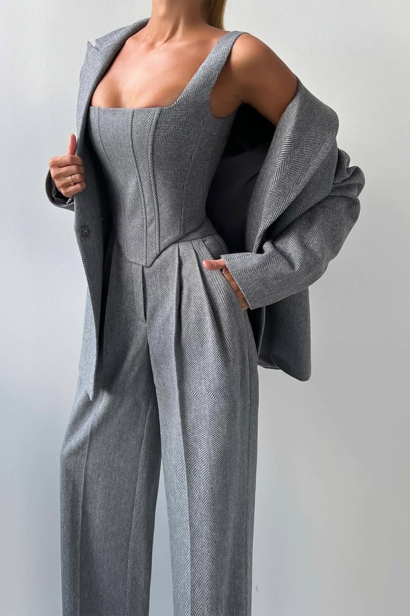 Dolce | Conjunto de tres piezas con blazer cruzado