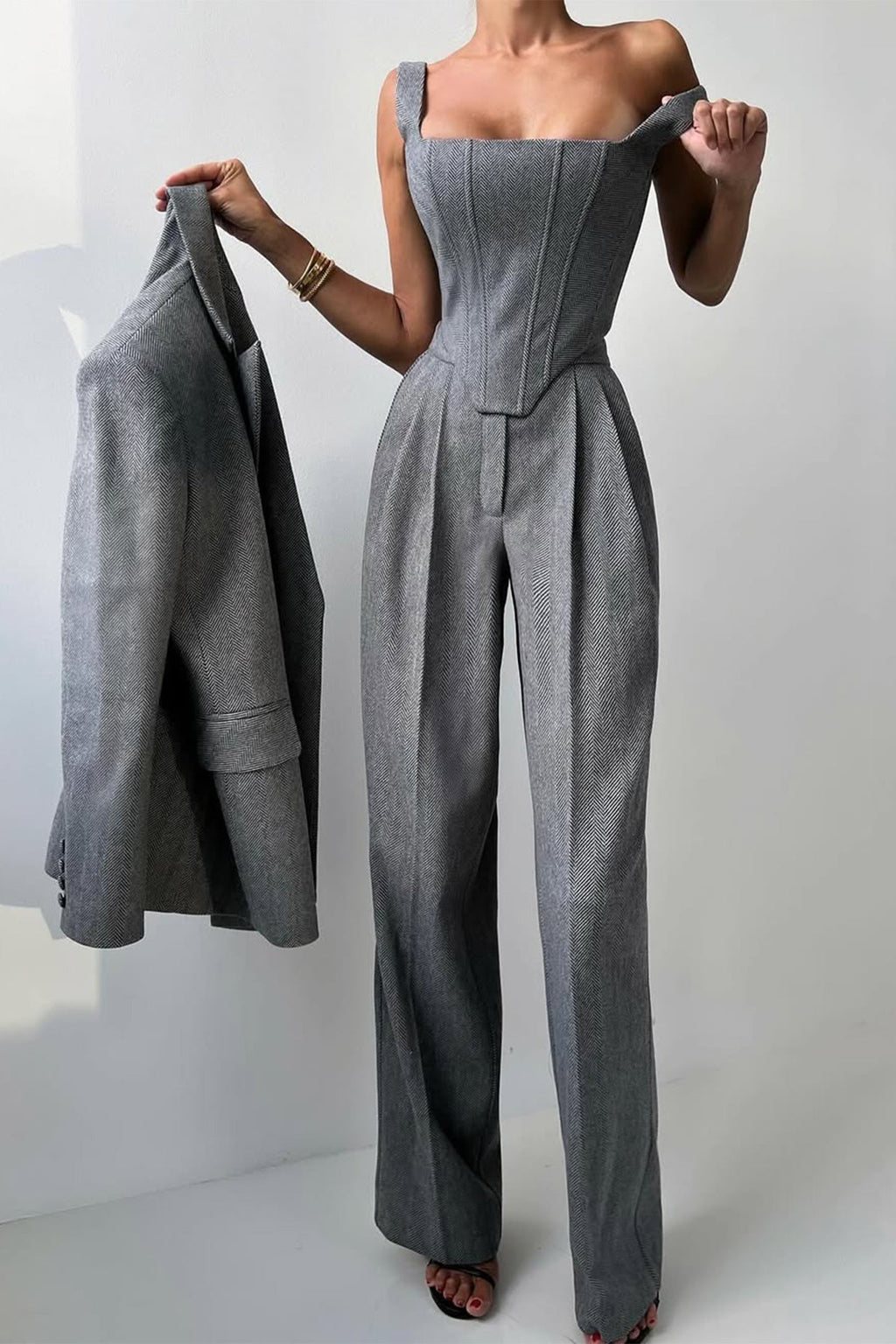 Dolce | Conjunto de tres piezas con blazer cruzado