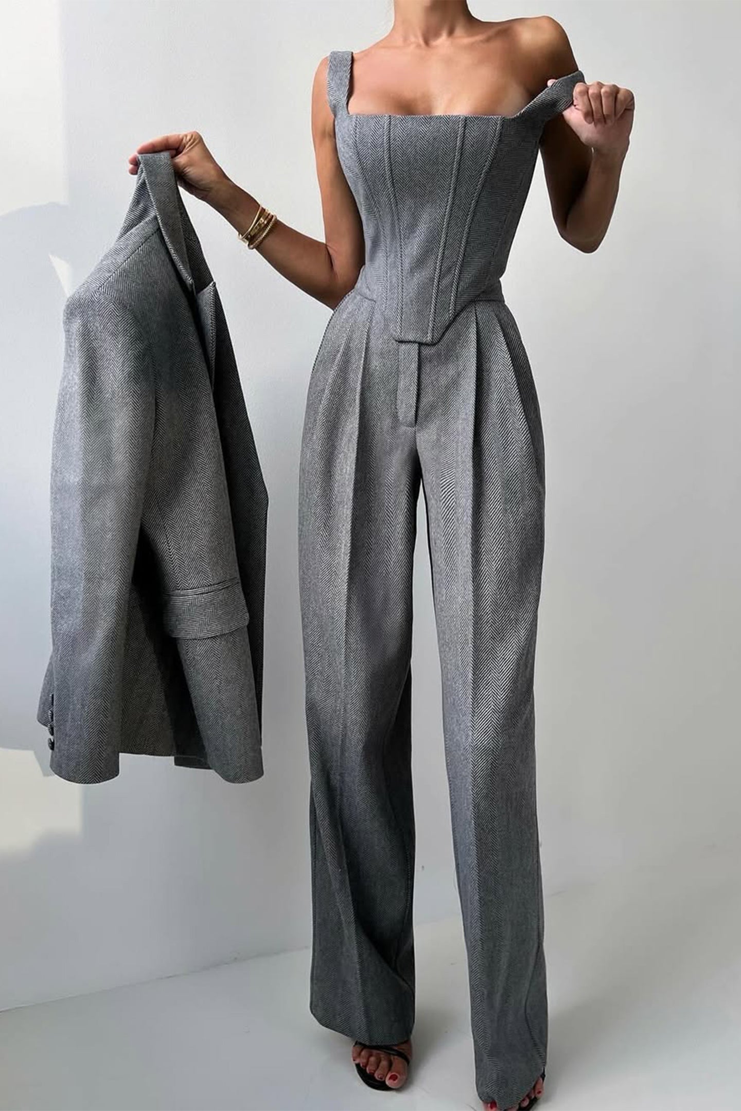 Dolce | Conjunto de tres piezas con blazer cruzado