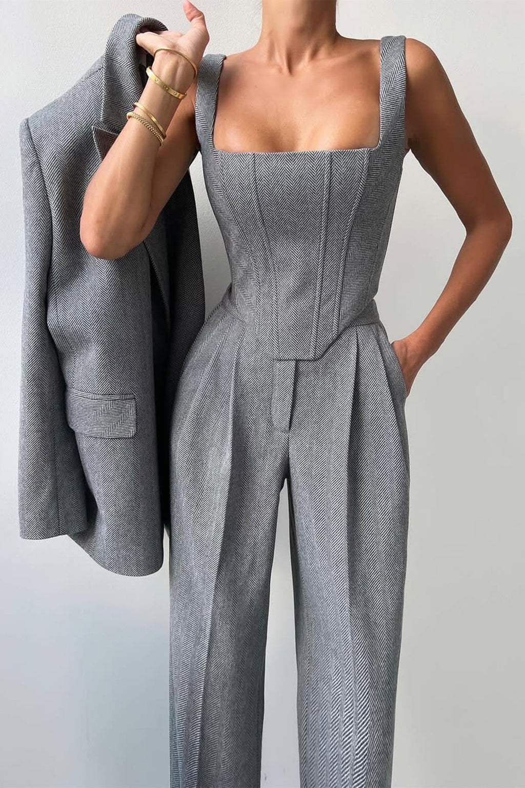 Dolce | Conjunto de tres piezas con blazer cruzado