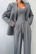 Dolce | Conjunto de tres piezas con blazer cruzado