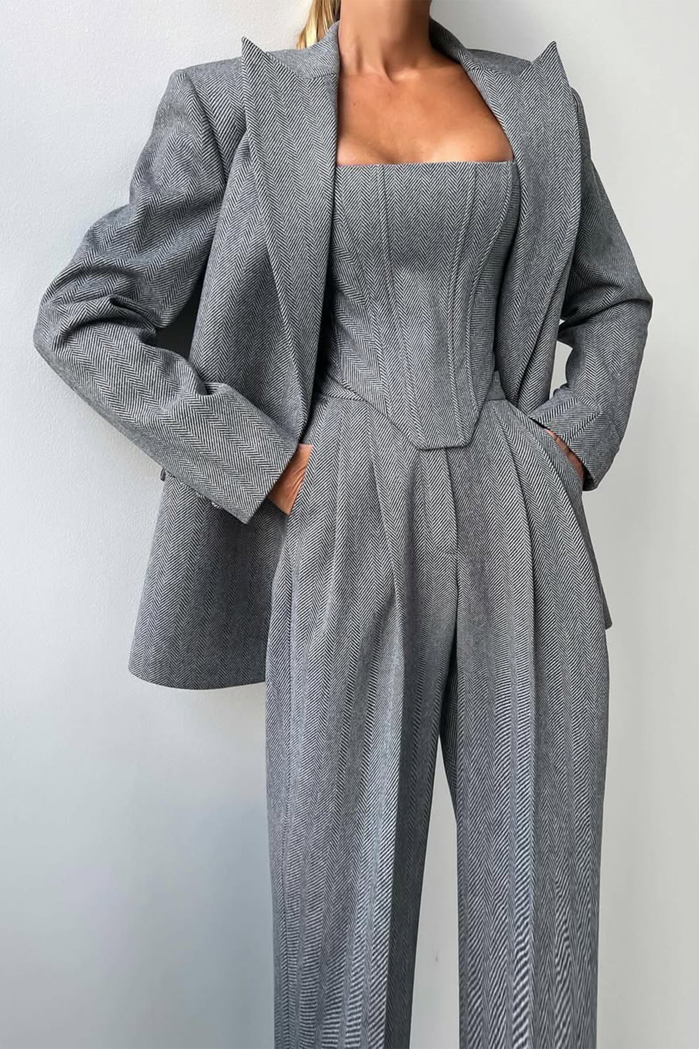 Dolce | Conjunto de tres piezas con blazer cruzado