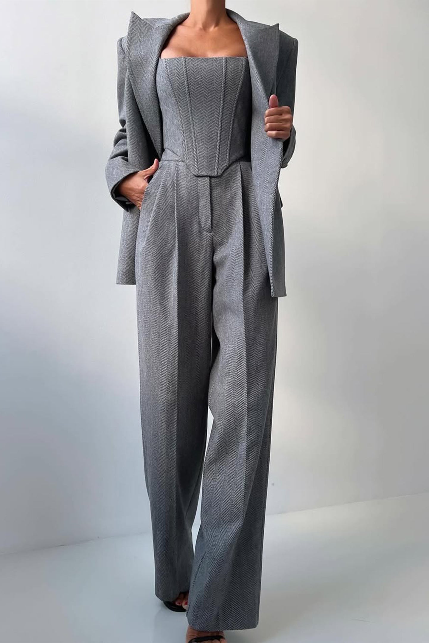 Dolce | Conjunto de tres piezas con blazer cruzado