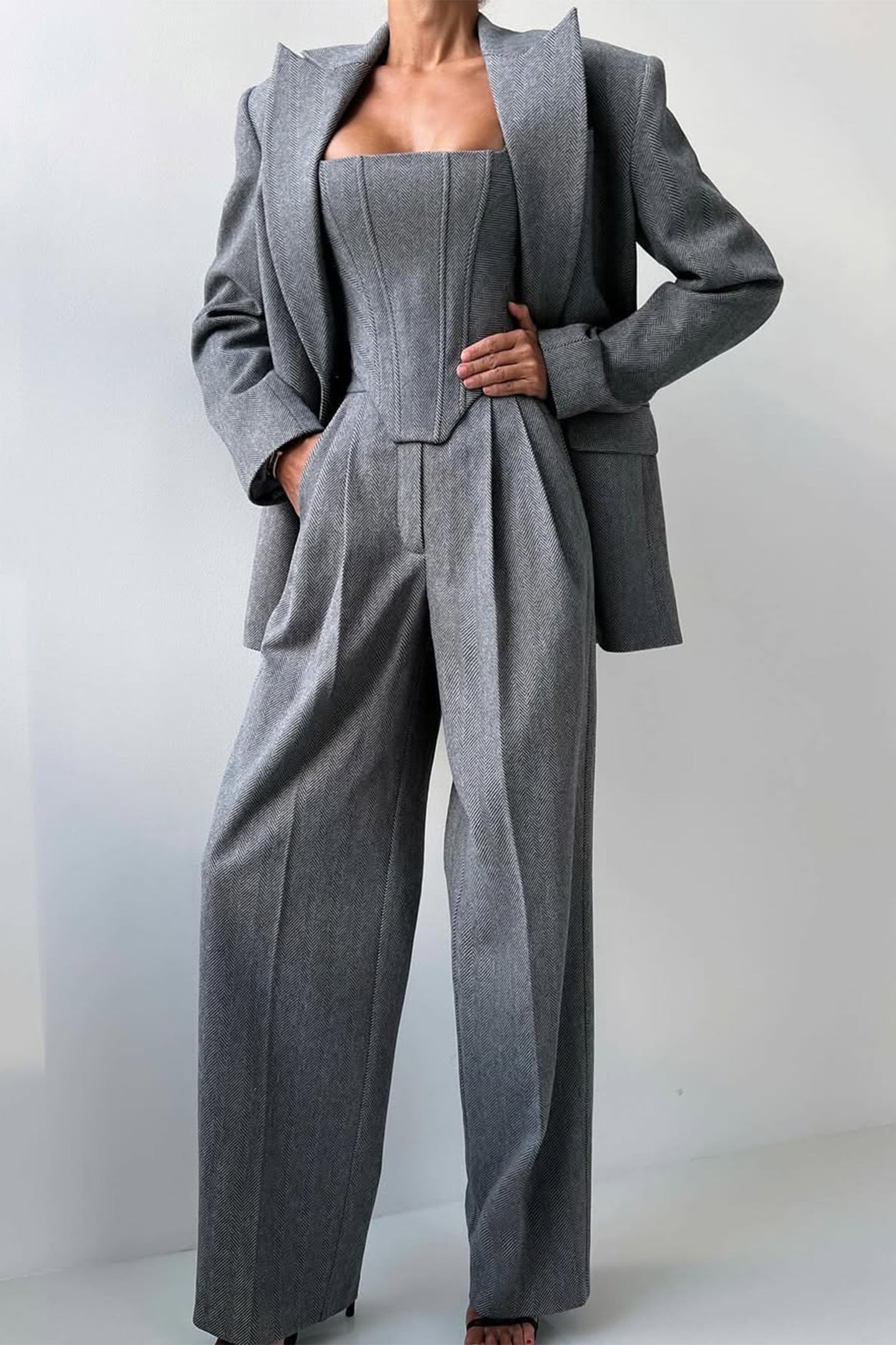 Dolce | Conjunto de tres piezas con blazer cruzado