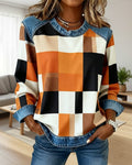 Oriane | Sudadera con patchwork de cuadros y contraste de colores