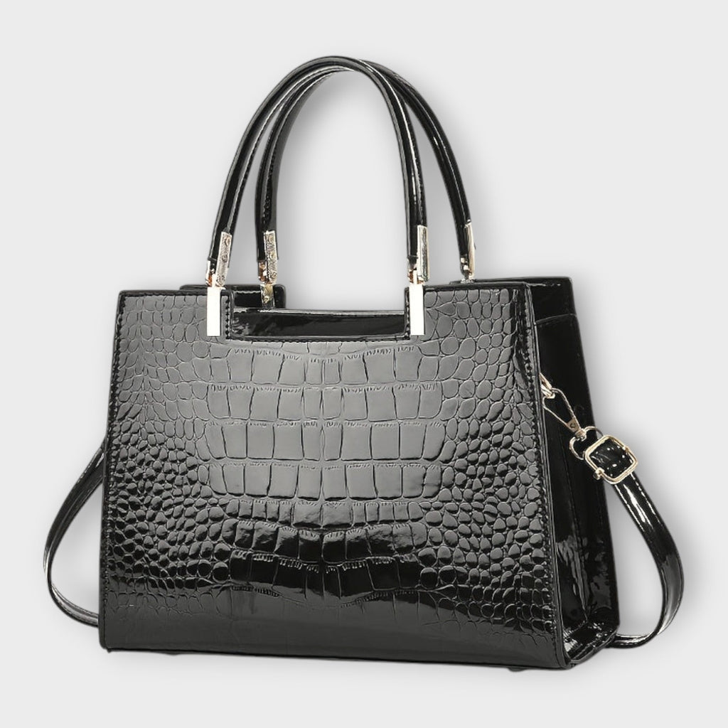 Aurora - Bolsa de Mano en Piel de Cocodrilo Brillante