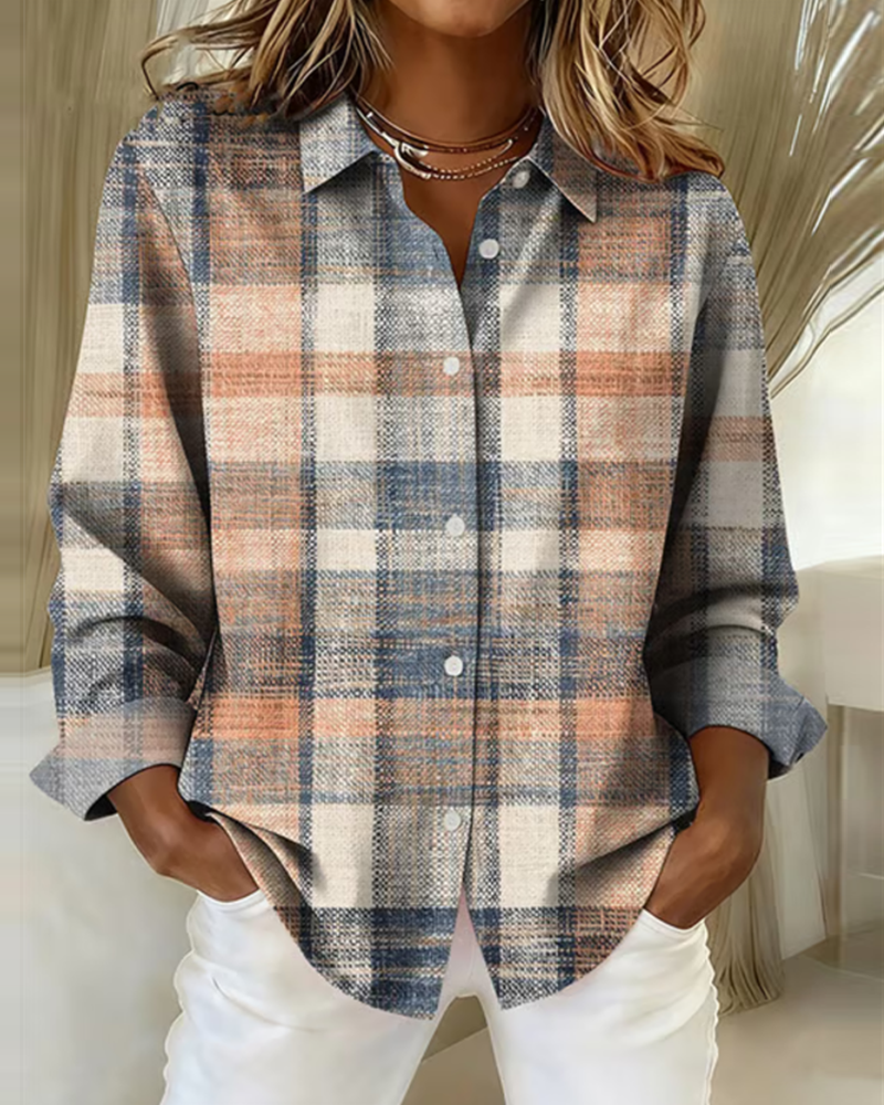 Maëlysse | Camisa de estilo vintage con estampado de cuadros