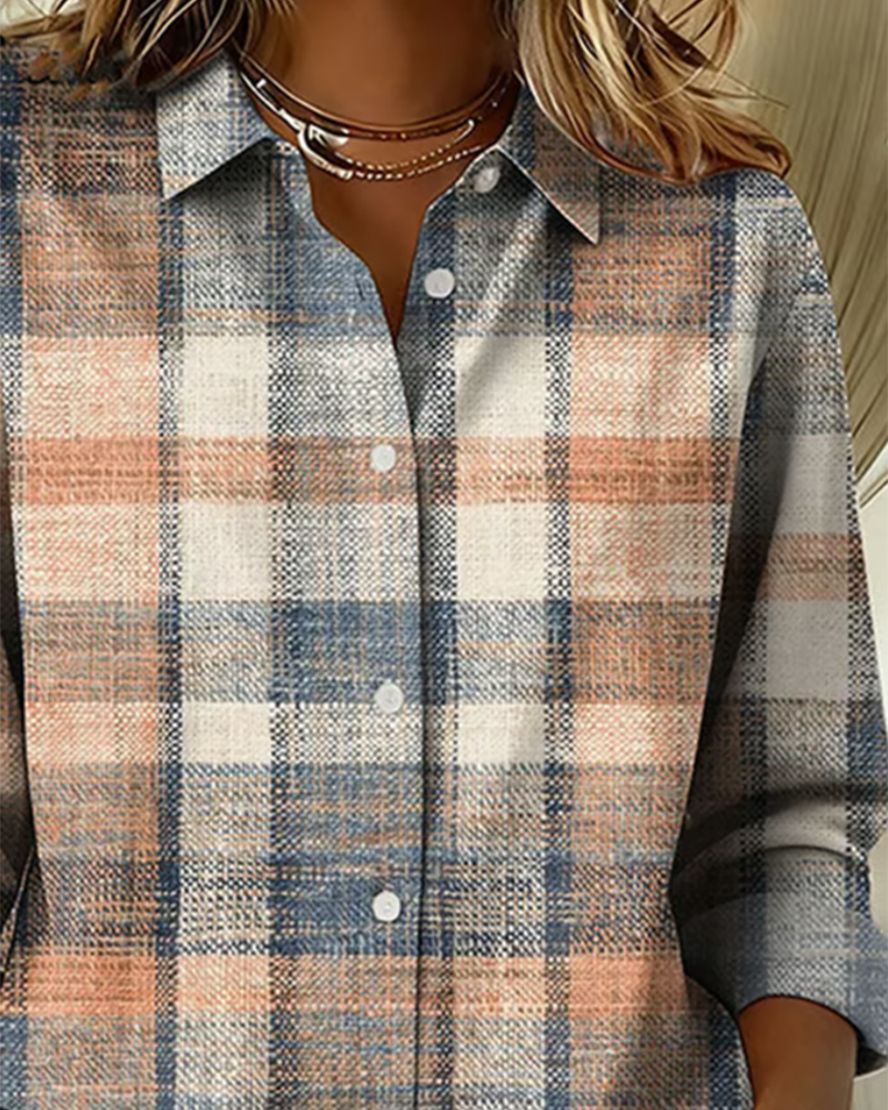Maëlysse | Camisa de estilo vintage con estampado de cuadros