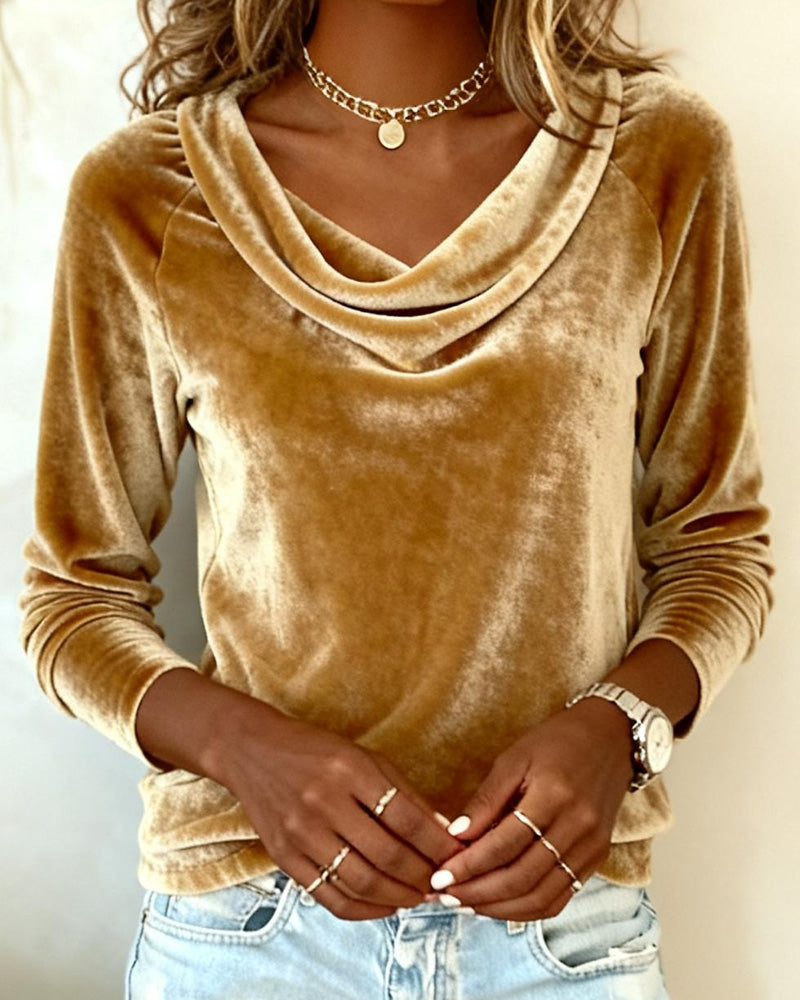 Blanche | Blusa de terciopelo de lujo con cuello drapeado