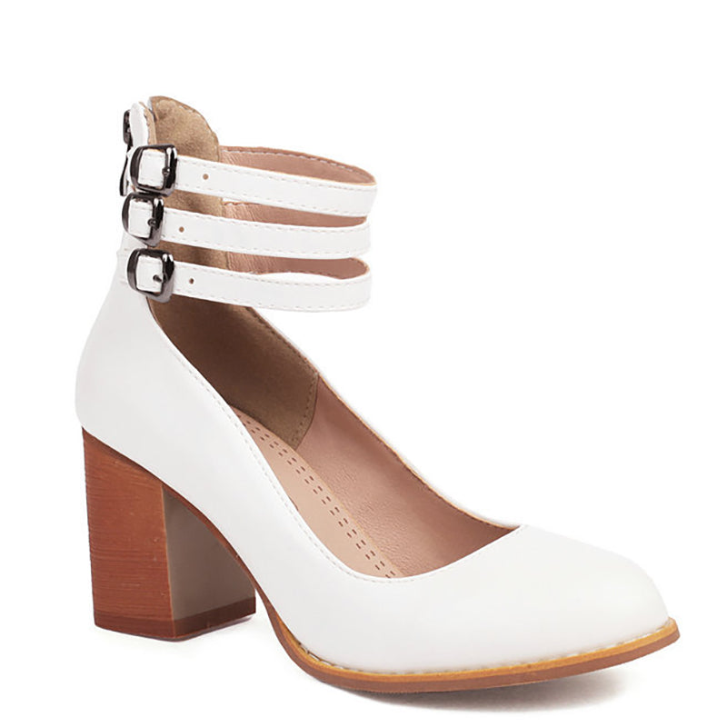Elisa | Sandalias Lisas con Tacón Grueso