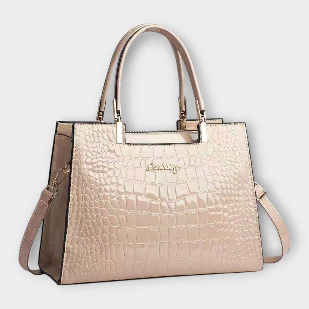 Aurora - Bolsa de Mano en Piel de Cocodrilo Brillante