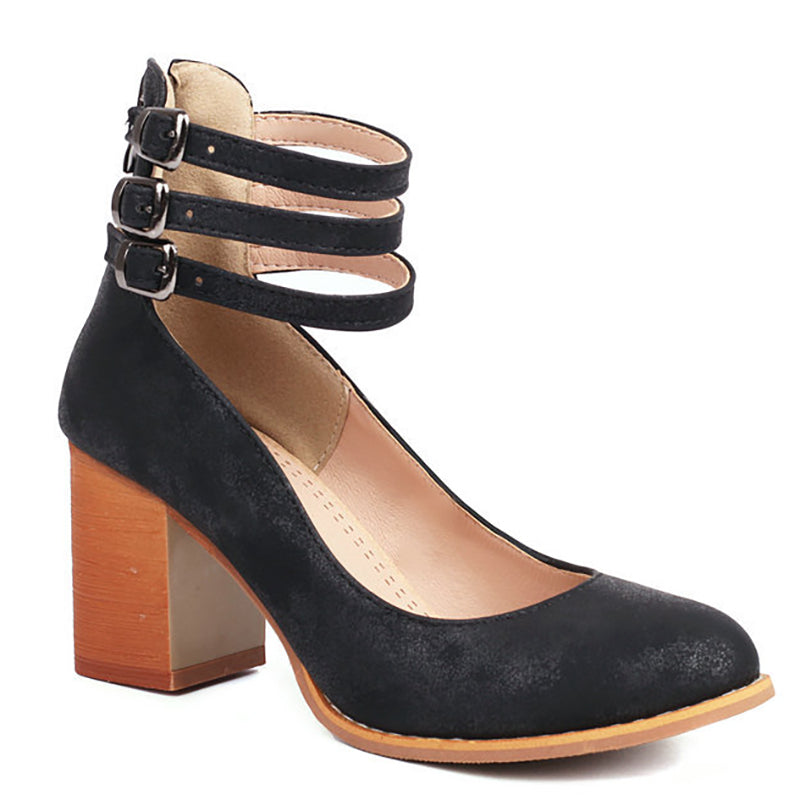 Elisa | Sandalias Lisas con Tacón Grueso