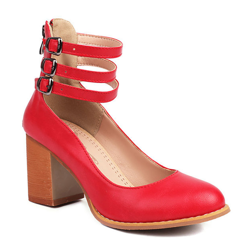 Elisa | Sandalias Lisas con Tacón Grueso