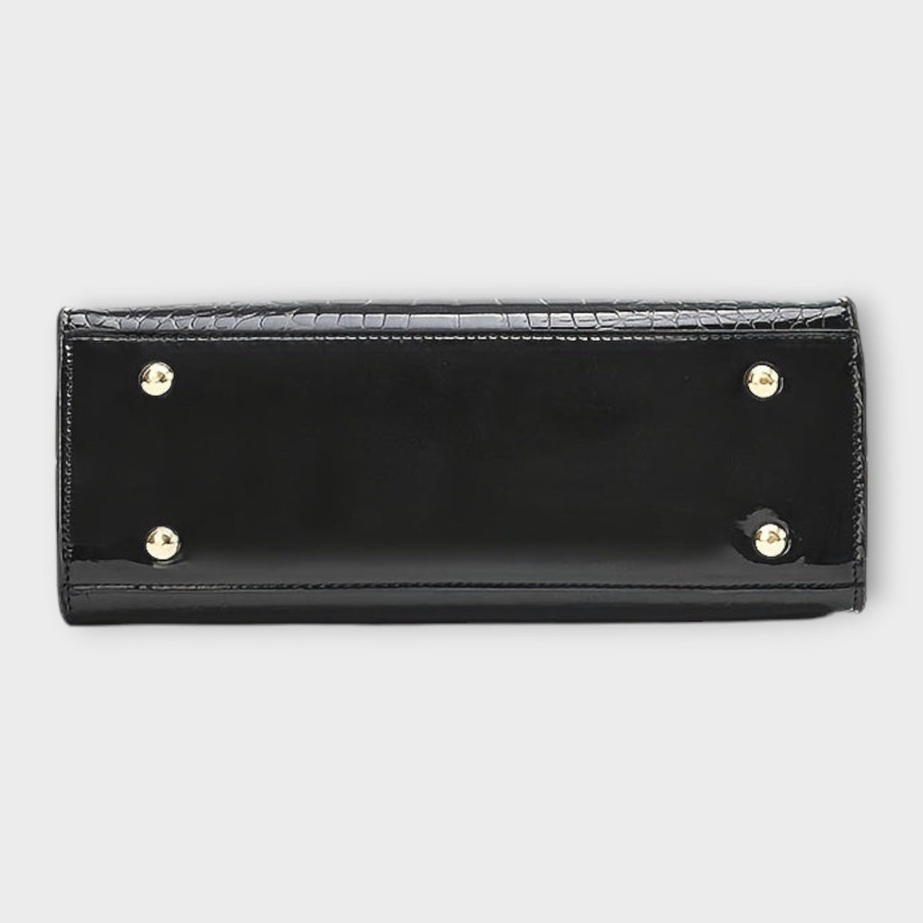 Aurora - Bolsa de Mano en Piel de Cocodrilo Brillante