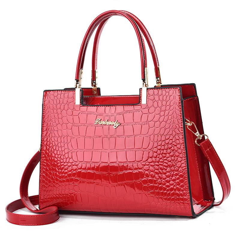 Aurora - Bolsa de Mano en Piel de Cocodrilo Brillante