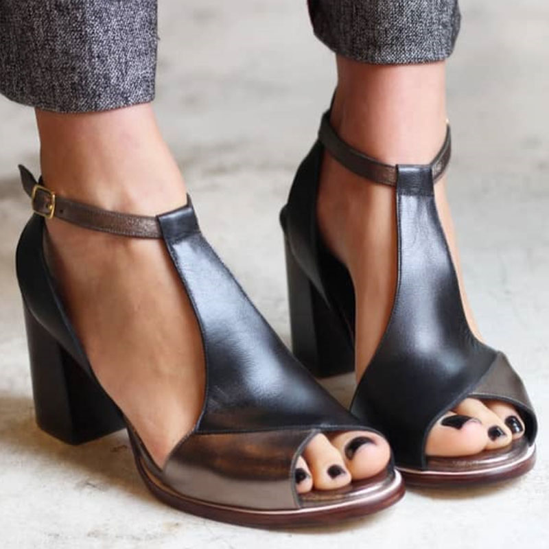 Siena | Sandalias patchwork negras