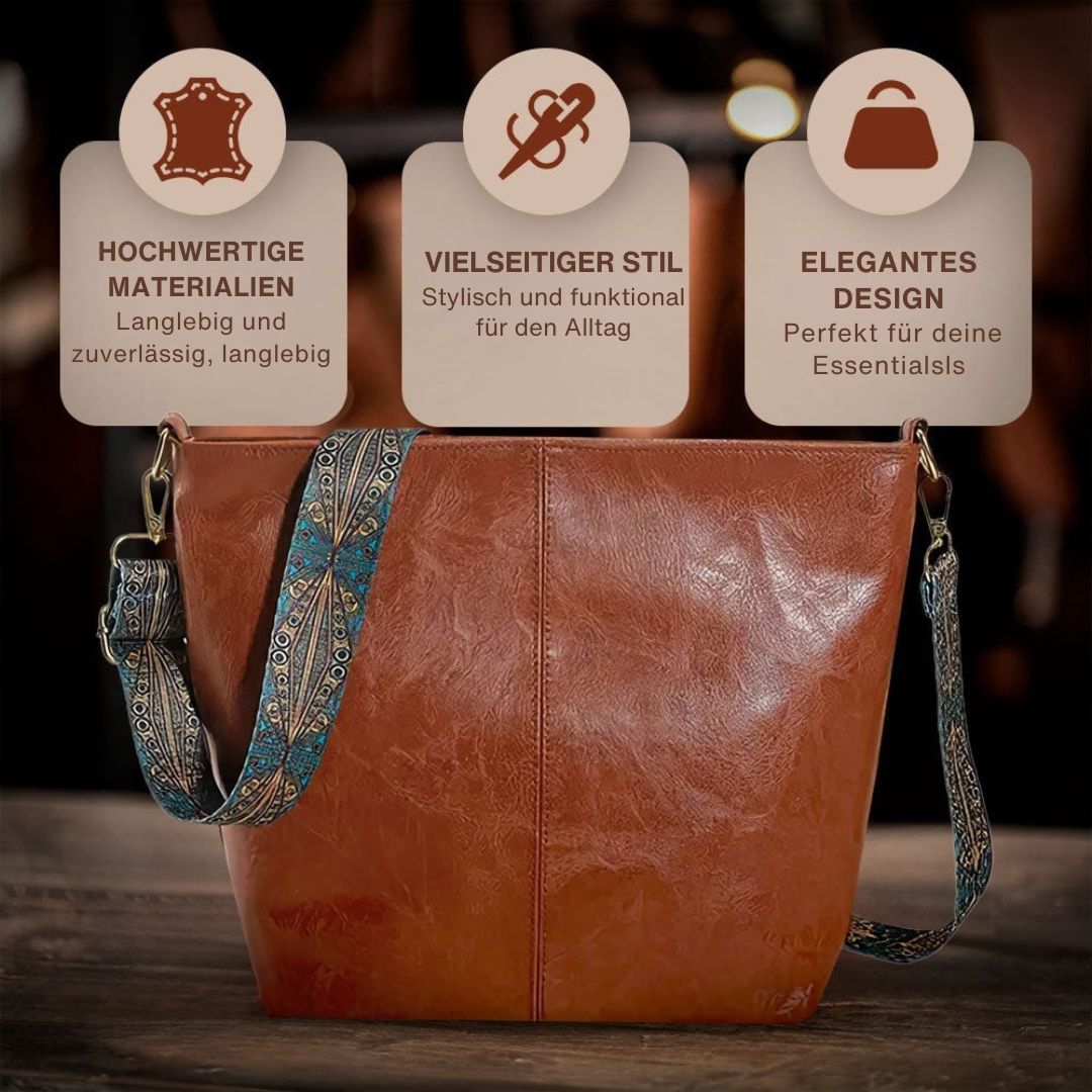 Greta - Bolsa de Piel Vintage con Correa Elegante